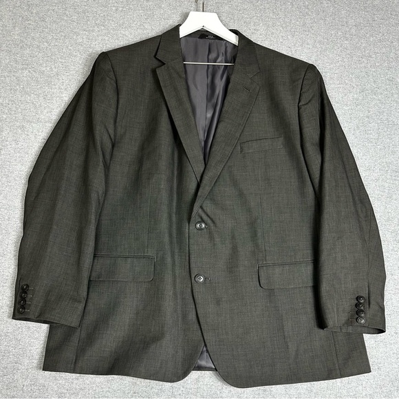 Haggar Blazer Mens 50R Gray Travel Performance Suit Jacket Straight Fit 2-Button - Picture 1 of 15